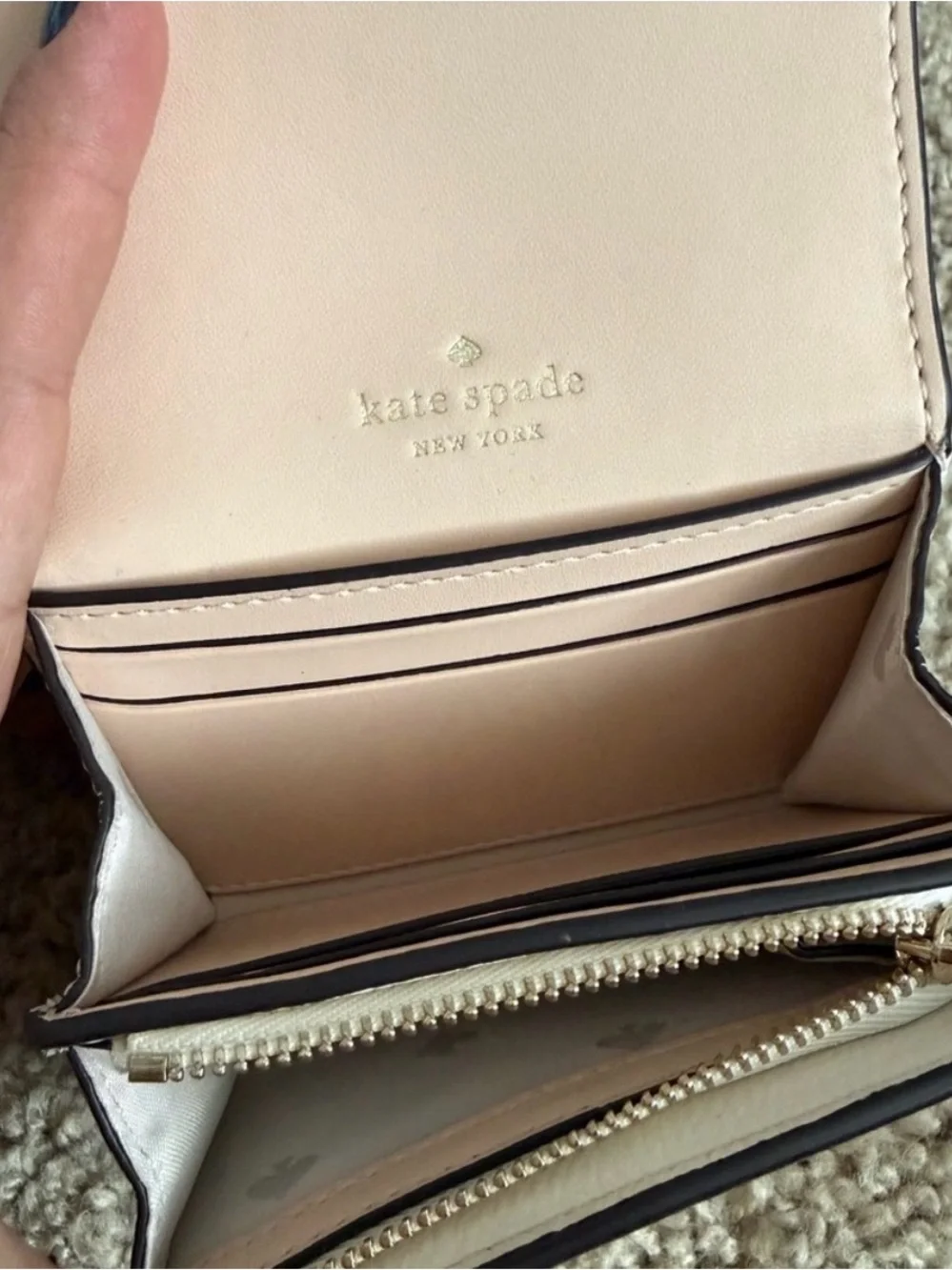 Kate Spade Wallet Lot of 2 Pink Beige Leather Card Holder Coin Purse